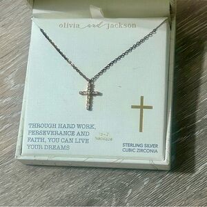 Sterling Silver Cross Necklace | Olivia and Jackson | Cubic Zirconia |Gift Ready